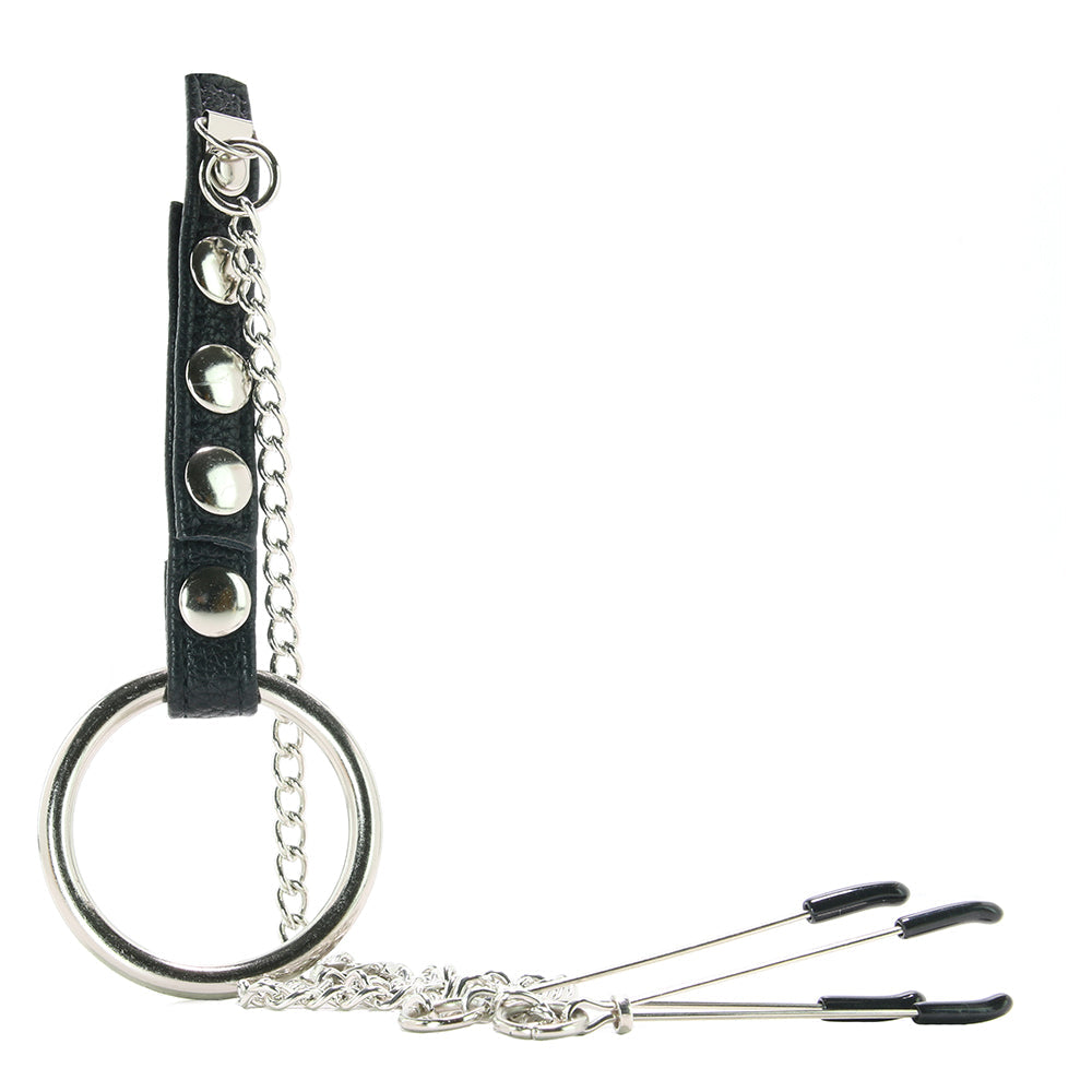 Blue Line Cock Ring with Nipple Tweezers Bondage and Fetish > Nipple Stimulators & Clamps - Tophatter Daily Deals